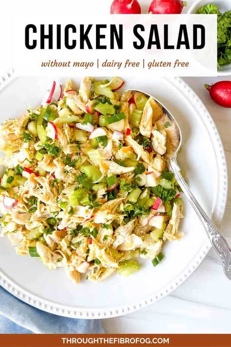 Chicken Salad without Mayo Chicken Salad Without Mayo, Chicken Salad No Mayo, Herb Chicken Recipes, Mayo Chicken, Sweet Potato Mash, Thanksgiving Salad, Fibro Fog, Chicken Veggies, Healthy Chicken Salad