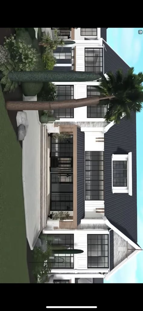 Bloxburg House Outlay, Bloxburg Outdoor Wall Ideas, Bloxburg Realistic Mansion Layout, Roblox Bloxburg House Ideas Exterior Mansion Modern, Bloxburg Mailbox Ideas, Bloxburg House Ideas 40k, Modern Blocksburg House, Bloxburg Modern Houses, Bloxburg Stairs Ideas