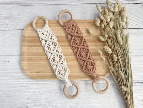 Macrame Tea Towel Holder, Macrame Projects Ideas, Tea Towel Holder, Kitchen Stove, Macrame Knot, Towel Hanger, Wooden Ring, Macrame Projects, Macrame Cord