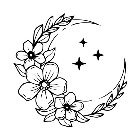 Check out this awesome 'Line+art+flower+and+moon+design' design on @TeePublic! Mens Line Art Tattoo, Small Cute Flower Drawings, Scraffito Designs Simple Flower, Moonflower Drawing, Floral Moon Tattoo, Line Art Moon, Moon Flower Tattoo, Punch Pano, Cute Flower Drawing