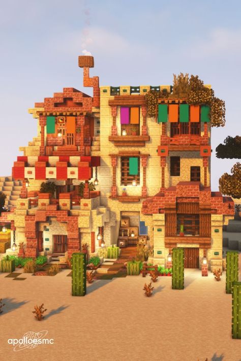 Minecraft Desert House, Minecraft Desert, Minecraft Shops, Bangunan Minecraft, Minecraft House Plans, Minecraft Modern, Minecraft Farm, Minecraft Cottage, Cool Minecraft Creations