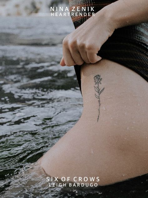 Six of Crows by Leigh Bardugo Small Side Hip Tattoos, Hips Tattoo Women Side, Women Tattoo Placement, Small Hip Tattoos Women, Small Thigh Tattoos, Side Hip Tattoos, Side Thigh Tattoos, Hip Tattoos Women, Inspiration Tattoos