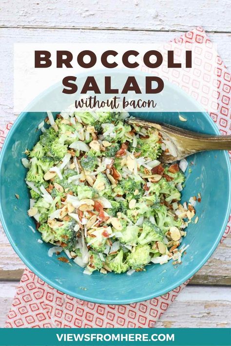 Easy Broccoli Salad Simple, Broccoli Salad No Bacon, Broccoli Salad Without Bacon, Broccoli Salad Recipe Healthy, Vegan Broccoli Salad, Best Broccoli Salad Recipe, Salad Recipes With Bacon, Easy Broccoli Salad, Cookout Side Dishes