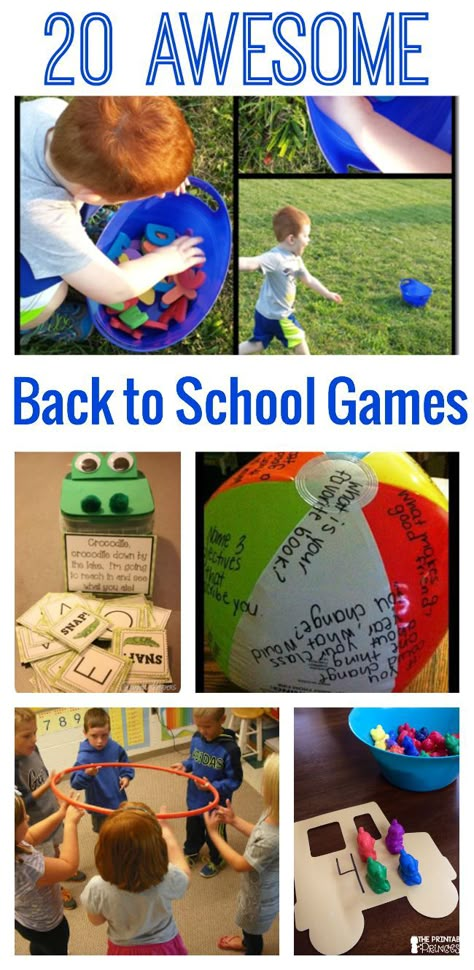 If you're looking for some activities to get your kids excited about the school year, or are a teacher prepping for the first week of school, we've got you covered with these 20 awesome back to school games! Back To School Games, School Games For Kids, Back To School Bash, First Week Activities, Back To School Theme, Get To Know You Activities, First Day Activities, First Days Of School, Beginning Of School Year