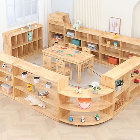 Modern Kindergarten, Safety Preschool, Kid Storage, Craft Supplies Storage, Toy Rack, Daycare Furniture, Kids Cabinet, Craft Supply Storage, Wooden Items