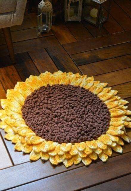 Sunflower Room, Sunflower Home Decor, Sunflower Kitchen Decor, Crochet Mat, Sunflower Kitchen, Crochet Sunflower, Sunflower Decor, Sunflower Pattern, Girl Bedroom Decor