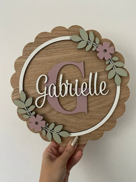 Create custom door name plaques and acrylic toppers for a unique touch. Perfect for twins' parties or as thoughtful favors, these laser cut wood crafts add a personal flair. Mini Company Ideas, Signs Wooden Diy, Door Sign Ideas, Party Favour Ideas, Laser Cut Christmas Ornaments, Nursery Wood Sign, Wood Crafts Ideas, Laser Cut Signs, Styrofoam Art