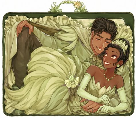 Tiana And Naveen, Princesas Disney Anime, Disney Character Art, Cute Disney Drawings, Disney Princess Drawings, Film Disney, Disney Artwork, Disney Couples, Pinturas Disney