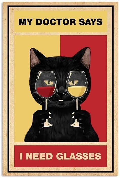 Wine And Canvas, Adorable Kittens, Wine Poster, Image Chat, A Black Cat, Metal Wall Art Decor, Cat Posters, Cat Quotes, Cat Accessories