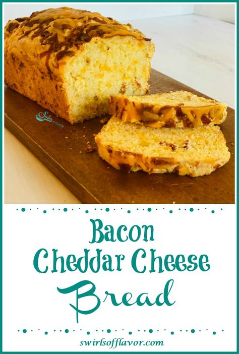 Bacon Cheddar Cheese Bread Recipe is a savory quick bread recipe made with basic kitchen ingredients. Our easy homemade bread is made without yeast and takes just minutes to put together. Your kitchen will smell delightful when this no knead bread is baking! #cheddar #noyeast #noknead #bread #quickbread #swirlsofflavor Easiest Bread Recipe No Yeast, Cheddar Cheese Bread Recipe, Savory Quick Bread, Homemade Bread Without Yeast, Cheddar Cheese Bread, Easy Homemade Bread, Quick Bread Recipe, Cheese Bread Recipe, Irish Soda Bread Recipe