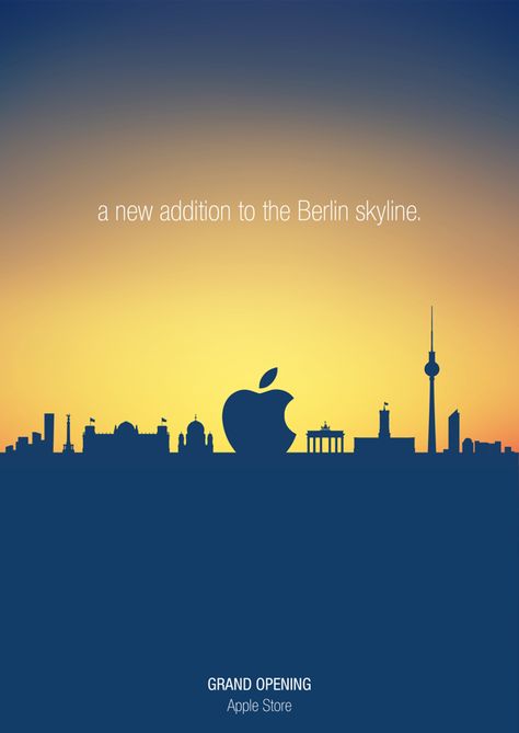 Opening Apple Store Berlin by Dries De Schepper New Store Opening Poster Graphic Design, Electronics Store Design, Apple Advertising, Publicidad Creativa, Social Media Design Inspiration, Promotional Design, Creative Illustration, Store Opening, Creative Posters