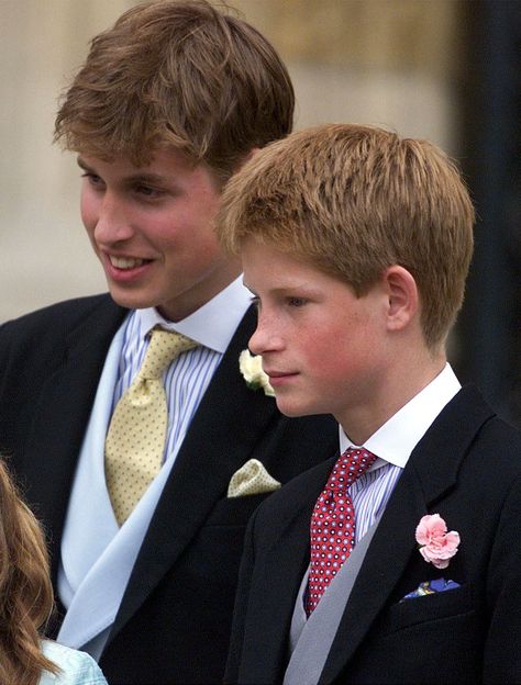 Will and Harry suited up for the wedding of Sophie Rhys-Jones and Prince Edward in June 1999. Princ Harry, William And Harry, Photos Rares, Prins William, Prinz Charles, Prins Harry, English Royal Family, Principe William, Princess Diana Family