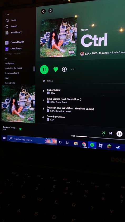 Sza Song Aesthetic, Music On Laptop Aesthetic, Sza Spotify Playlist Cover, Sza Music Aesthetic, Sza Spotify Aesthetic, Music Asthetics Wallpaper Spotify, Sza Playlist Cover, Sza Album Wallpaper, Laptop Music Aesthetic