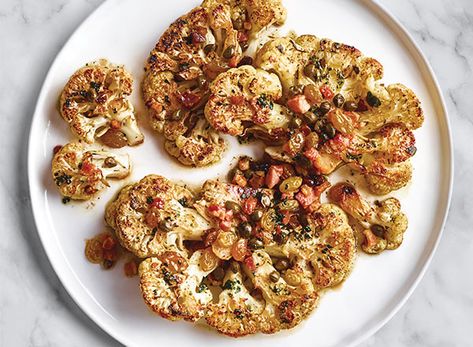 Pan Roasted Cauliflower Steaks from Publix Aprons Grilled Cauliflower Steaks, Michael Chiarello, Cauliflower Steaks Recipes, Grilled Vegetable Recipes, Roasted Cauliflower Steaks, Grilled Cauliflower, Whole Roasted Cauliflower, Cauliflower Steaks, Enjoy Your Meal