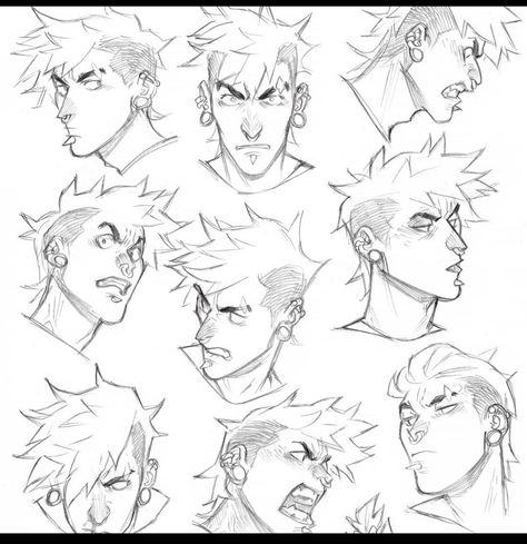 Facial Expressions Drawing, Drawing Face Expressions, Face Drawing Reference, Face Sketch, Beautiful Illustration, Anime Expressions, Drawing Expressions, Wow Art, Art Sketch