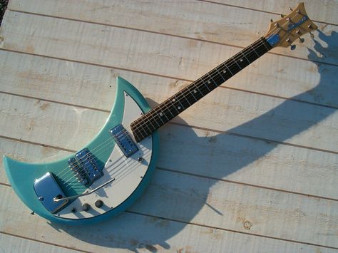 Spazial Crucianelli Moon Crescent Guitar Instruments Art, Electric Guitar Design, Cool Electric Guitars, Jem And The Holograms, Beautiful Guitars, Guitar Art, Music Aesthetic, Guitar Design, Cool Guitar