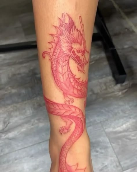 Red ink dragon 🐉🌸 F O L L O W [Video] | Dragon tattoo for women, Red ink tattoos, Dragon tattoo leg Red Dragon Tattoo Leg Wrap, Red Dragon Tattoo On Leg, Wrapped Dragon Arm Tattoo, Red Dragon Tattoo Wrapped Around Arm, Dragon Tattoo For Women Arm Wrap, Wrap Around Dragon Tattoo Leg, Dragon Wrapped Around Leg Tattoo Women, Wrapped Dragon Tattoo, Dragon Tattoo Around Leg