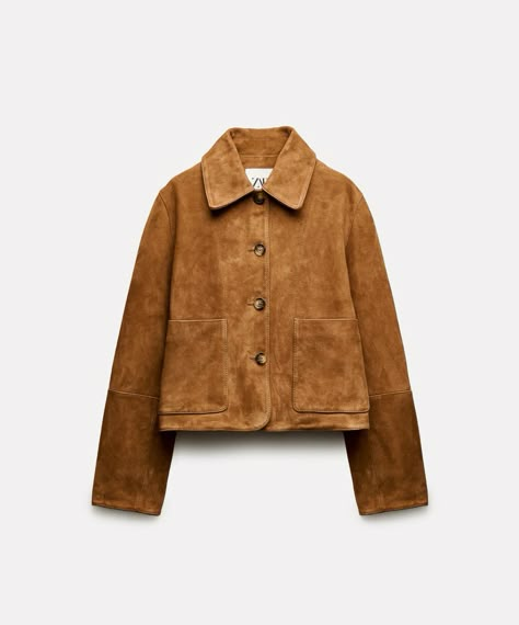 Suede Jackets For Women, Suede Jacket Outfit, Suede Leather Jacket, Blazer Outfit, Spring Jackets, Large Buttons, Zara Woman, 가을 패션, Short En Jean