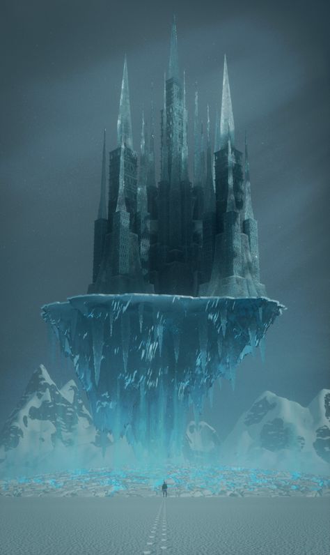 ArtStation - Ice Castle, Hugh Barrow Ice Aesthetic, Frozen Castle, Ice Magic, Ice Castle, Ice Palace, Castle Aesthetic, Typography Artwork, Dreamy Artwork, Ice Castles