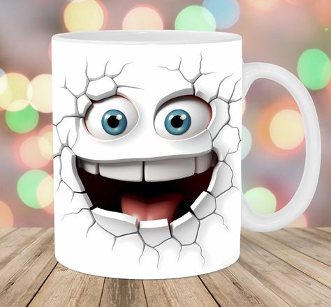 3d Mugs, Face Mug, Mug Template, Cartoon Faces, Smiley Face, Tea Mugs, Ceramic Mugs, Gifts In A Mug, Mug Designs