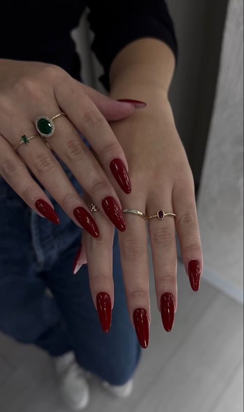 Red Wedding Nails, Long Red Nails, Red Gel Nails, Pointy Nails, Red Acrylic Nails, Work Nails, Casual Nails, Nails Only, Red Nail