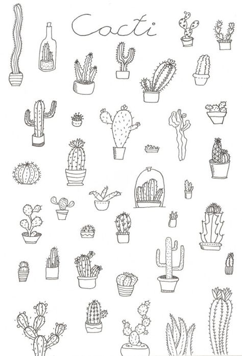 Journal Doodle Ideas, Cactus Doodle, March Bullet Journal, Cactus Tattoo, Cactus Drawing, Floral Doodle, Doodle Ideas, Bujo Inspiration, Bullet Journal Inspo