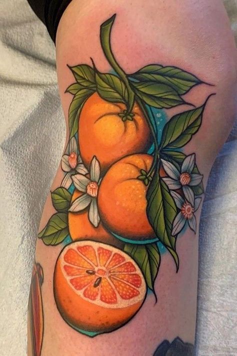 Orange Tattoo, Flor Tattoo, Fruit Tattoo, Food Tattoos, Gorgeous Tattoos, Botanical Tattoo, Tattoo Portfolio, Cool Small Tattoos, Aesthetic Tattoo