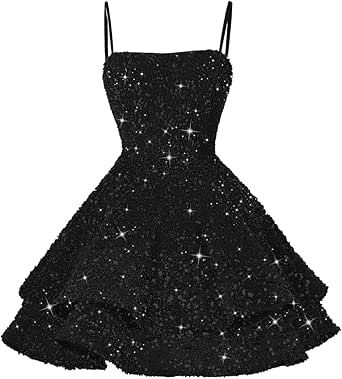 Black Corset Homecoming Dress, Sweet 16 Short Dresses, Black Sparkly Dresses, Sparkly Short Dresses, Sparkly Birthday Dress, Semi Formal Dresses For Teens, Stunning Dresses Short, Sparkly Hoco Dress, Shiny Wedding Dress