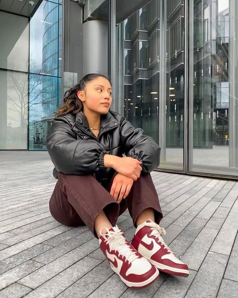 Catherine O on Instagram: “Thank you @luxxefashionn 🥰 absolutely in luv wiv these sneakers - - - #sneakers #nikedunk #dunkhigh #nikedunks #thesolewomens #sneakerhead…” Nike Dunk High Outfit, Dunk High Outfit, Nike Dunks Outfit, Dunks Outfit Woman, Dunk Outfit, Dunks Outfit, Tenis Nike, Team Red, Fashion Shoes Sneakers