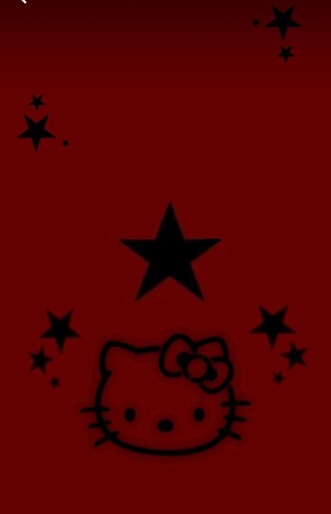 Hello Kitty Star Wallpaper, Y2k Hello Kitty Wallpaper Dark, Dark But Cute Wallpaper, Dark Red Hello Kitty Wallpaper, Red Wallpaper Hello Kitty, Dark Red Hello Kitty, Red Hello Kitty Aesthetic, Dark Red Iphone Wallpaper, Red Pfp Y2k