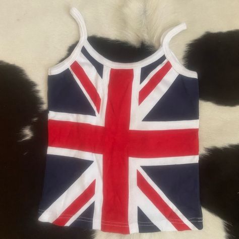 Uk Flag Tank Top, British Flag Clothes, Comic Outfits, Digital Lookbook, Realistic Outfits, Japan Fits, Great Britain Flag, Brit Pop, Denmark Flag