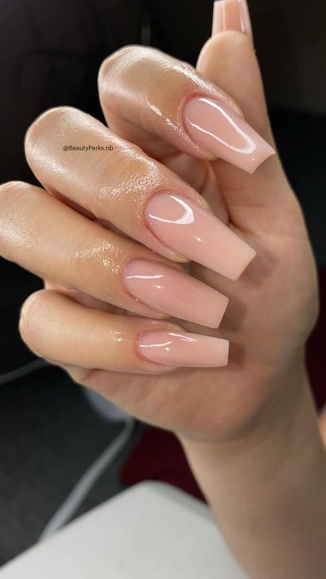 Nail Designs For Square Nails, Designs For Square Nails, Nails Tapered Square, Square Nail Ideas, Solid Color Acrylic Nails, Nail Ideas For Fall, Tan Nails, Pink Tip Nails, Tapered Square Nails