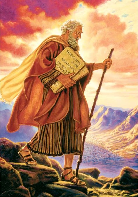 Moses walk with the law Biblical Images, Psalm 133, Biblical Stories, Biblical Artwork, Bible Images, Lds Art, Bible Illustrations, Bible Characters, Bible History