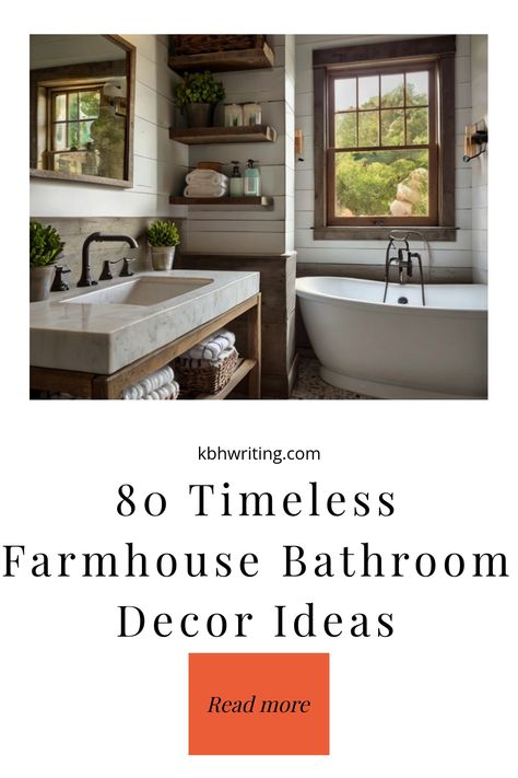 Farmhouse-style bathroom with a freestanding tub, rustic wood shelves, and a large window. Bathroom Decor With Black Accents, Bathroom Ideas Bohemian, Boho Bathroom Design, Bathroom Western, Decor Ideas For Bathroom, Colorful Boho Bathroom, Western Boho Bathroom, Bathroom Modern Farmhouse, Farmhouse Bathroom Inspiration