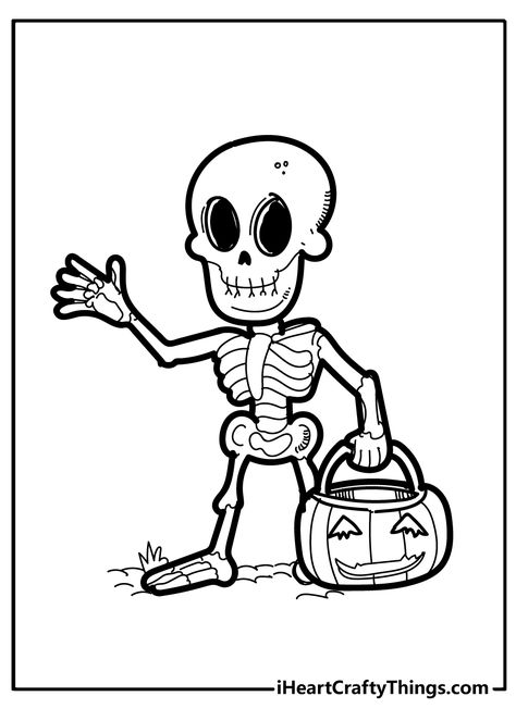 Skeleton Coloring Pages, Skull Coloring, Spooky World, Skull Coloring Pages, Skeleton Halloween Costume, Skeleton Illustration, Halloween Pumpkins Carvings, Halloween Books, Halloween Skeleton