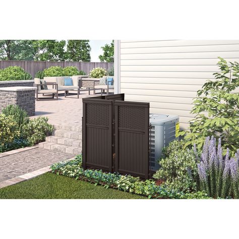 Suncast FSW4423 Backyard and Garden Patio Rust-Resistant Screen Gate/Fence, Java - Walmart.com - Walmart.com Deck Options, Hide Trash Cans, Trash Storage, Front Yard Decor, Zen Zone, Screen Enclosures, Light Post, Outdoor Screens, Backyard Designs