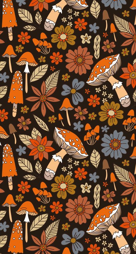 November Wallpaper, Halloween Wallpaper Iphone Backgrounds, Mushroom Wallpaper, Fly Agaric, Mushroom Pattern, Cute Fall Wallpaper, Witchy Wallpaper, Halloween Wallpaper Iphone, Hippie Wallpaper