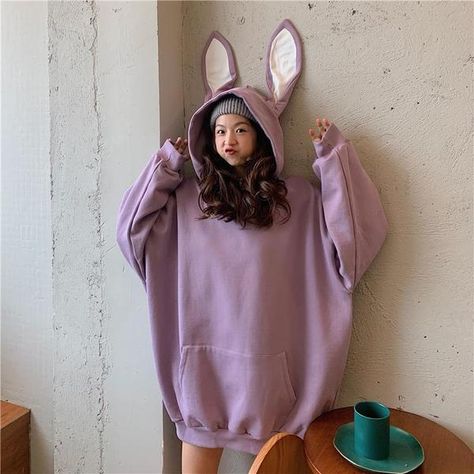 #SS0579 Material: polyester/other Thickness: regular Size: S,M,L,XL,XXL（1cm=0.3937inch） Shipping: Free Shipping Worldwide for order over 15$, 7-15 days delivery to US/UK/CA/AU/FR/DE/IT and most Asia Countries Bunny Ear Hoodie, Hoodies For Teens, Y2k Fashion Aesthetic, Kawaii Hoodie, Bunny Hoodie, Y2k Aesthetic Fashion, Loose Hoodie, Bunny Ears, Loose Outfit