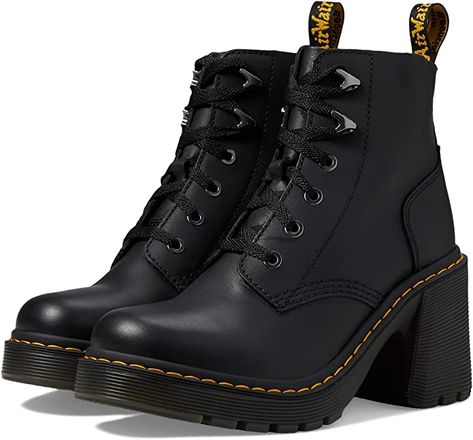 Doc Martens Heels, Boot Fashion, Dr Martens Womens, Doc Martens Boots, Dr Martens Black, Dr Martens Boots, Dr Martens Shoes, Martens Shoes, Fashion Black