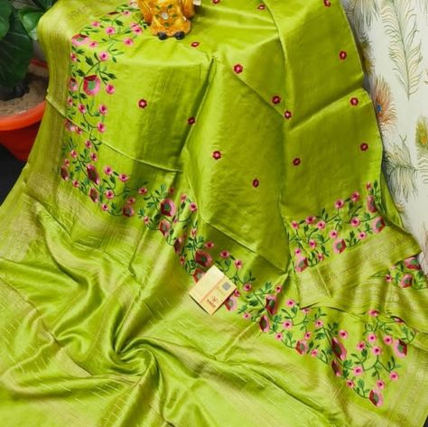 7400 100%pure exclusive premium quality beautiful tasar silk sarees border dabhi designs with body embroidery work 6.50mtr Length with blouse piece Body Embroidery, Saree Border, Embroidery Work, Blouse Piece, Silk Sarees, Premium Quality, Saree, Embroidery, Silk