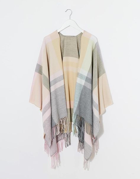 Esprit | Esprit Checked Cape at ASOS Women's Ponchos & Wraps, Open Front Poncho, Ruana Wrap, Plaid Shawl, Plaid Poncho, Ladies Poncho, Shawl Cardigan, Poncho Cape, Women Shawl