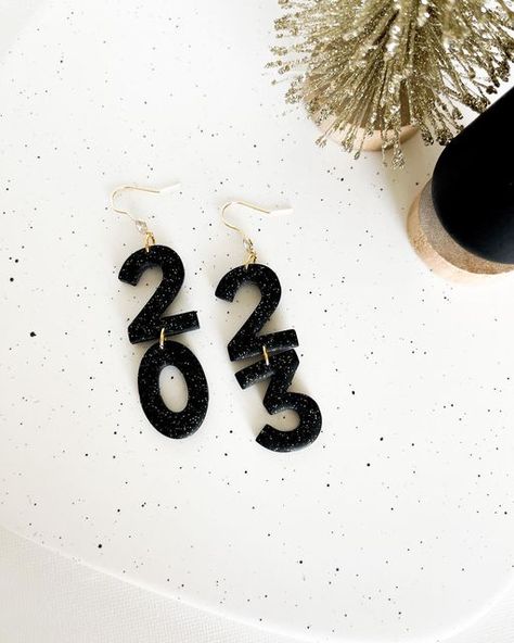 Polymer Clay Earrings New Year, New Years Eve Clay Earrings, Nye Clay Earrings, New Years Eve Jewelry, New Year’s Eve Clay Earrings, New Years Eve Polymer Clay Earrings, New Years Earrings Polymer Clay, New Year Earrings, New Years Clay Earrings