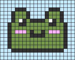 Alpha pattern #149476 | BraceletBook Crochet Tapestry Pattern Frog, Pixel Art Pattern Frog, Frog Tapestry Crochet, Kawaii Alpha Pattern, Frog Alpha Pattern, Crochet Grid, Tapestry Pattern, Crochet Heart Pattern, Pixel Art Templates