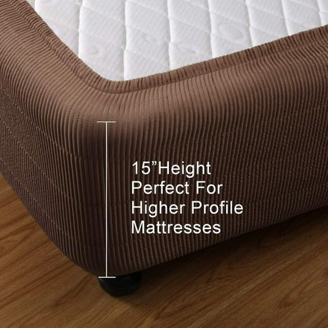 Marquess Box Spring Cover-Wrap Around Elastic.Vertical Stripe Pattern Bed Skirt Alternative.15"Drop Length Mocha King - Walmart.com How To Cover A Box Spring, Box Spring Cover Ideas, Bed Skirt Ideas, Bed Skirt Alternative, Bed Wrap, Box Spring Cover, No Bed, Patterned Bedding, Bed Skirt