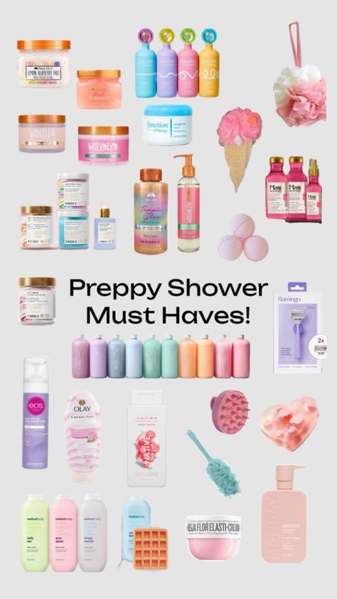 Preppy Body Care, Preppy Shower Routine, Shower Preppy, Hair Shower, Girly Christmas Gifts, Bath And Shower Products, Function Of Beauty, Shower Products, Preppy Things