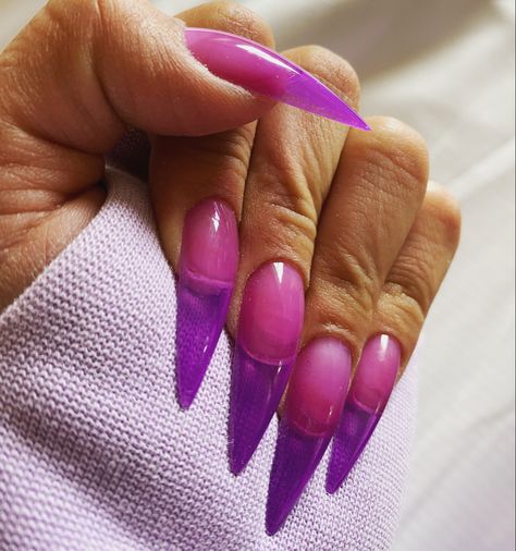 Jelly purple nails Stilleto Jelly Nails, Black And Pink Jelly Nails, Jelly Purple Nails, Jelly Lilac Nails, Purple Jelly Nails Acrylic, Black Jelly Nails, Purple Jelly Nails, Nail Time, Gel Art