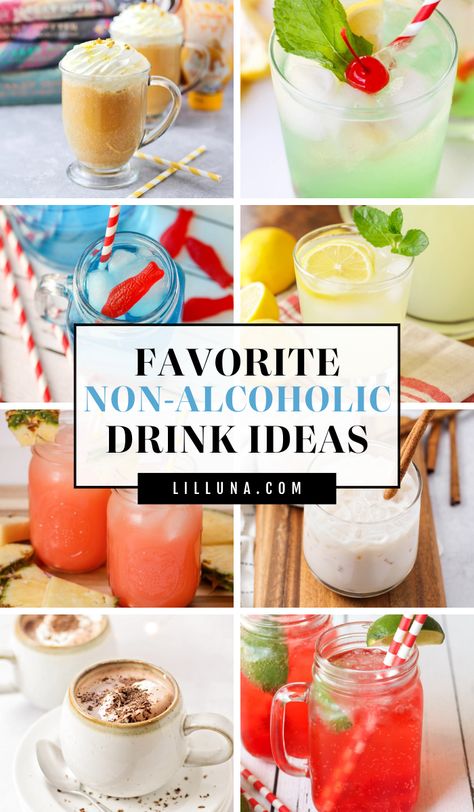 Include every party guest in the fun and festivity by whipping up any of these tempting non-alcoholic drink ideas! #nonalcoholic #drinks #drinkrecipes #partydrinks #holidaydrinks Club Soda Drinks Non Alcoholic, Drinks For Party Nonalcoholic, Virgin Party Drinks, Cocktail Recipes Non Alcoholic, Fun Drinks Nonalcoholic, Fun Non Alcoholic Drinks, Drink Ideas Nonalcoholic, Party Drinks Nonalcoholic, Virgin Drink Recipes