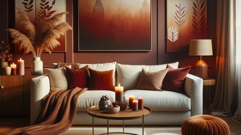 Interior Colors Archives - Interior Themes Orange Interior Design, Masculine Living Room, Masculine Living Rooms, Burgundy Walls, Interior Themes, Grand Entryway, Interior Colors, Orange Interior, Front Door Colors