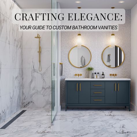 Dive into our latest blog post to discover the art of choosing the right custom bathroom vanity that perfectly suits your style and space. From expert design to superior craftsmanship, we break down everything you need to know to make the best choice for your bathroom sanctuary. Whether you're in need of a single or double vanity, our collections offers customizable options to personalize your space. Handcrafted in the USA with the finest materials, these collections are designed to stand the... Custom Bathroom Vanities, Powder Room Remodel, Master Bath Renovation, Bathroom Sanctuary, Custom Bathroom Vanity, Laundry Room Shelves, Bathroom Redesign, Custom Bathroom, Bathroom Tile Designs