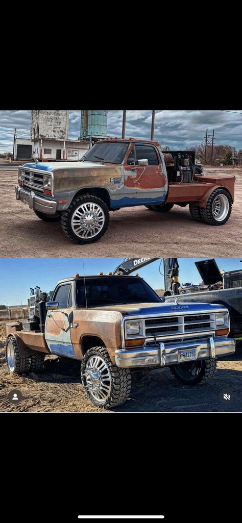 Slammed Dually Trucks, First Gen Cummins Flatbed, Dodge Square Body Trucks, Welding Trucks Rigs, Paint Jobs On Cars, First Gen Cummins, Welder Humor, Dodge Dually, Cummins Diesel Trucks